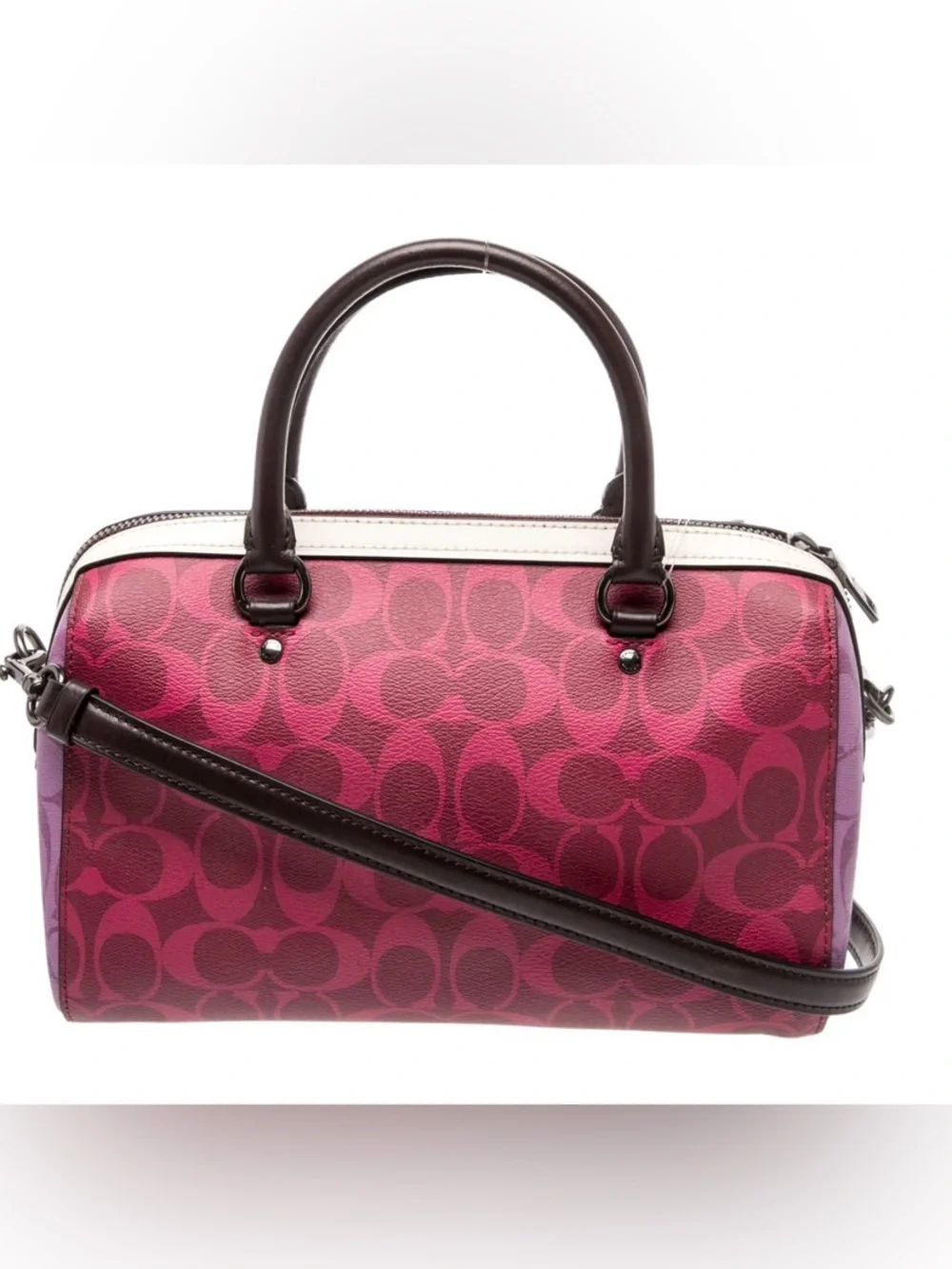COACH Pink Multi Color block Rowan satchel
